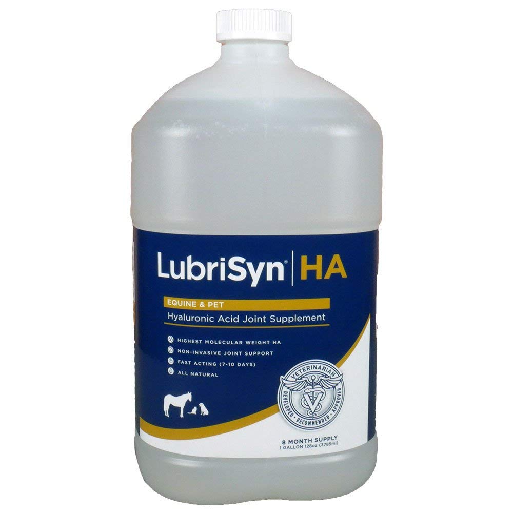 LubriSynHA Hyaluronic Acid Pet & Equine Joint Formula 128oz - All-Natural High-Molecular Weight Liquid Hyaluronan - Joint Support for Horses Dogs Cats - Promotes Healthy Joint Function Made in USA