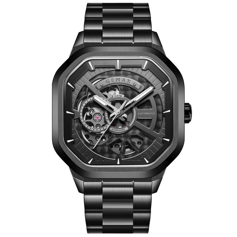 New Swiss Square Men's Mechanical Watch with Steel Band