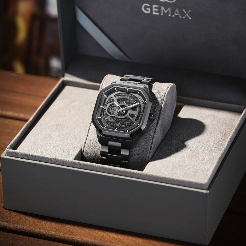 New Swiss Square Men's Mechanical Watch with Steel Band