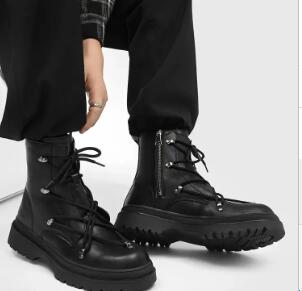 Cross Laced High-Top Leather Boots (One Pair)
